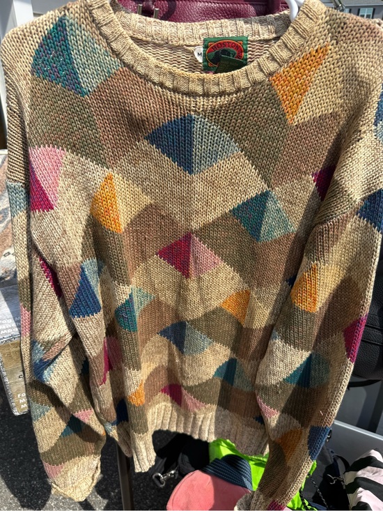 Boston Traders Other - Boston Traders Beige Crewneck Sweater with Multicolor Geometric Accents Med